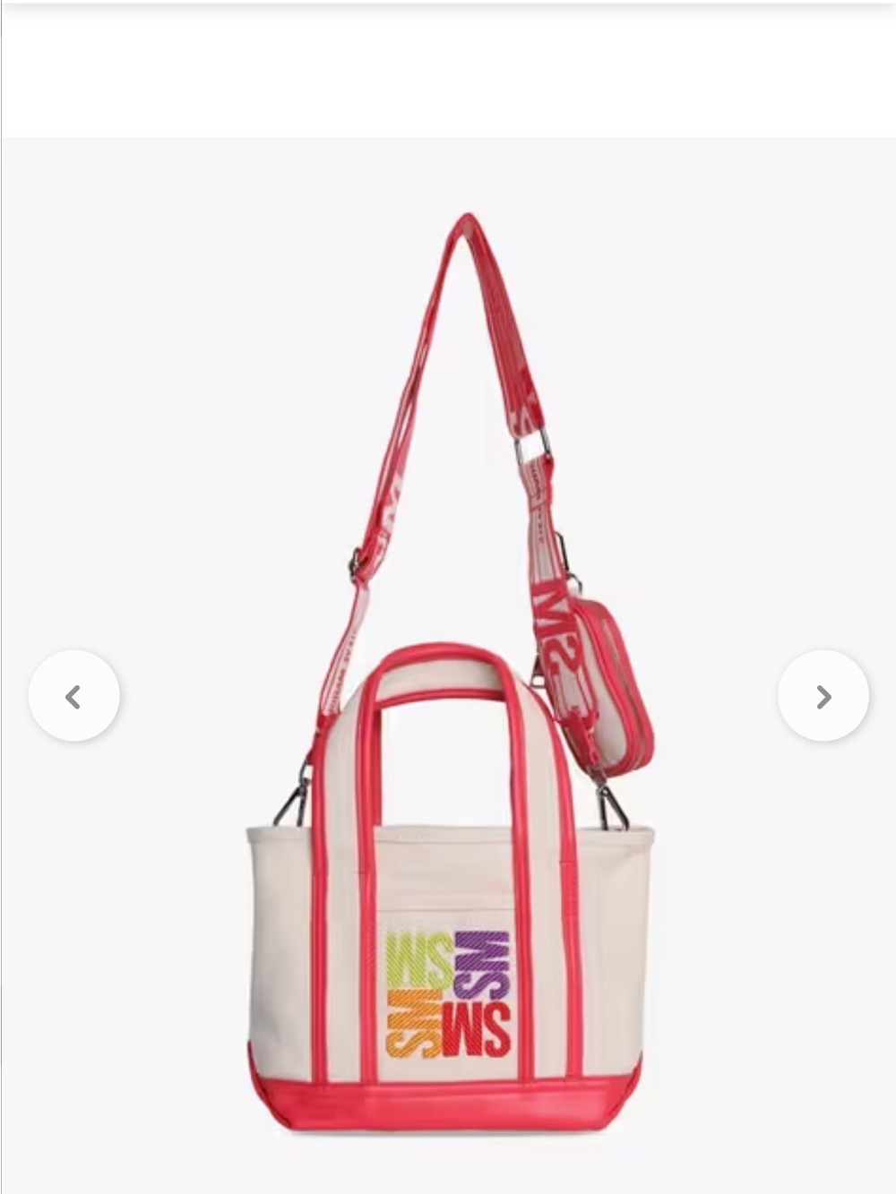 Steve Madden Cream Tote with Bright Coral Trim and Strap
